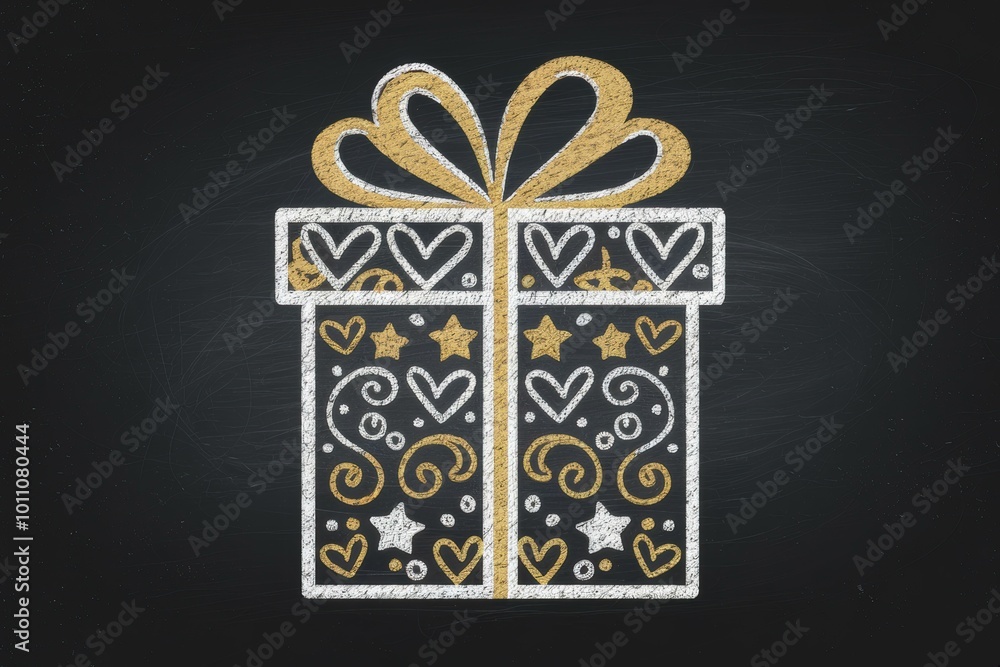 Chalkboard Style Decorative Gift Box Hearts Stars - Perfect Christmas, Black Friday, Holiday Gifting Celebrations Chalkboard Style Decorative Gift Box Hearts Stars - Perfect Christmas, Black Friday, Holiday Gifting Celebrations