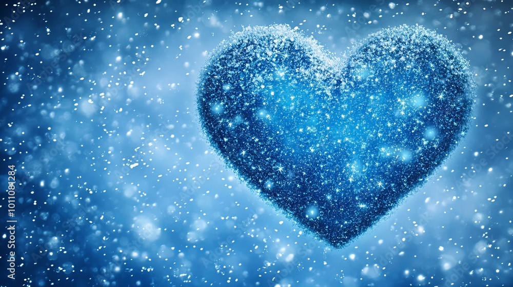 Beautiful light blue snowfall scene with heart and star motifs, capturing a whimsical winter vibe perfect for love-inspired cards, invitations, and festive decorations Beautiful light blue snowfall scene with heart and star motifs, capturing a whimsical winter vibe perfect for love-inspired cards, invitations, and festive decorations