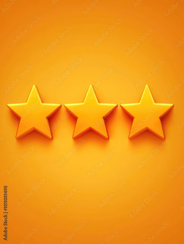Fototapeta premium Three yellow stars on orange background
