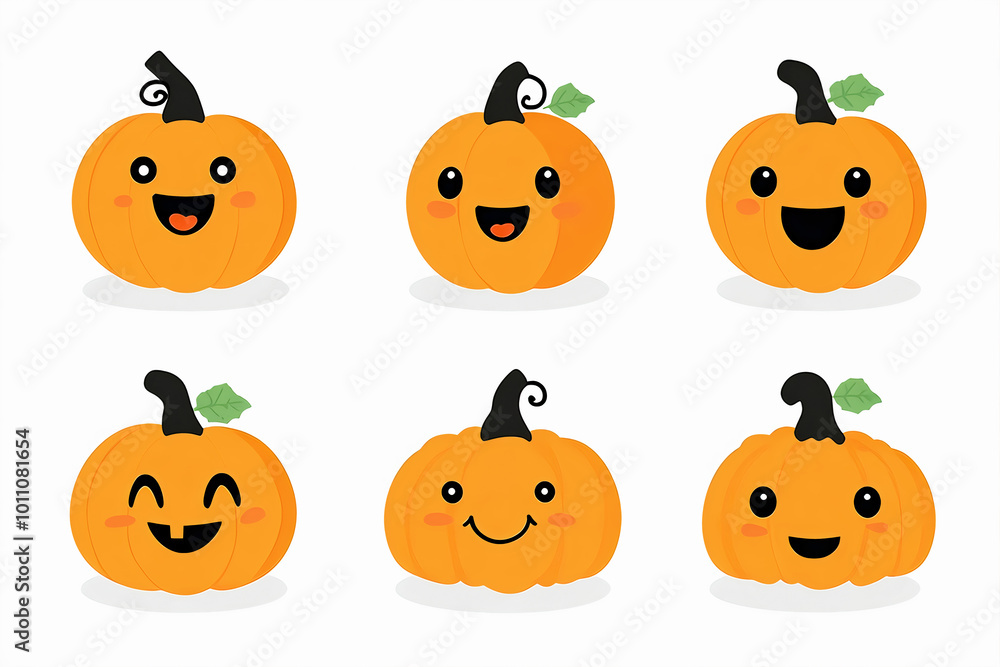 Set of Halloween pumpkins - flat design. Set of Halloween pumpkins - flat design.