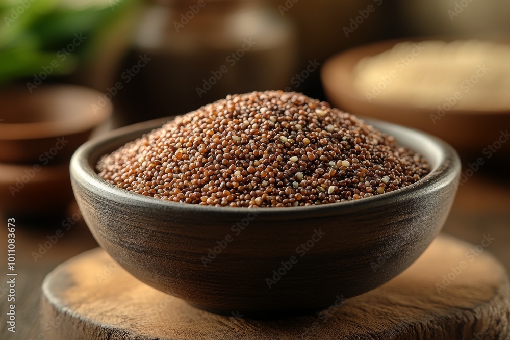 Vibrant Bowl of Multicolored Grains on a Rustic Wooden Table in a Cozy Kitchen Setting Vibrant Bowl of Multicolored Grains on a Rustic Wooden Table in a Cozy Kitchen Setting