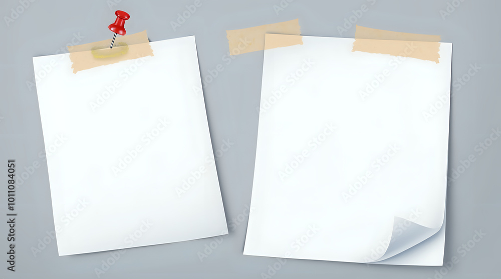 A scattered collection of note papers, some pinned together with colorful pins A scattered collection of note papers, some pinned together with colorful pins
