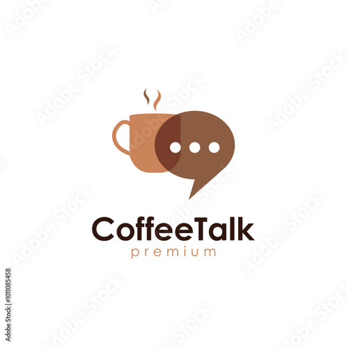 Coffee Talk Vector Logo Template For Coffee Shop Business.