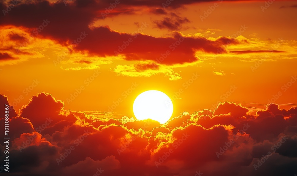 Golden Sunset Over a Horizon Filled With Dramatic Clouds During Twilight