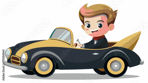 Boy driver classic car elegant stock illustration