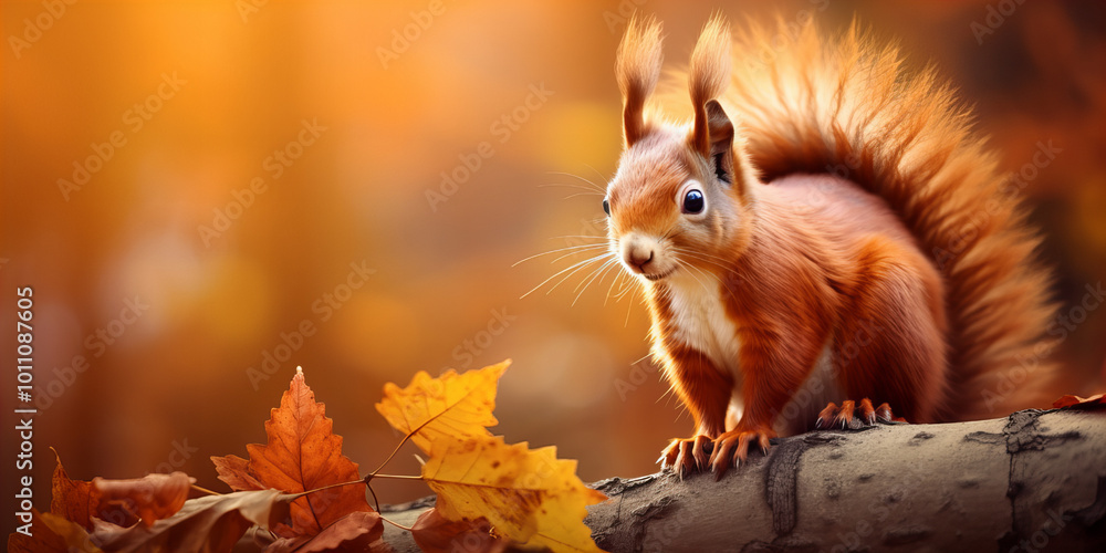 Squirell in the autmn forest. Squirell in the autmn forest.