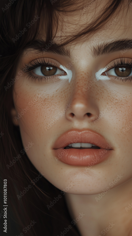 Close-Up of Model with 90s-Inspired Makeup and Style Close-Up of Model with 90s-Inspired Makeup and Style