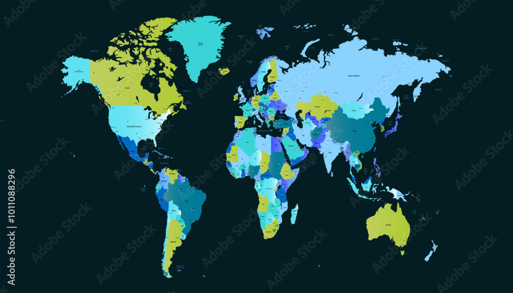 Obraz premium World map. Color modern vector map. Silhouette map.