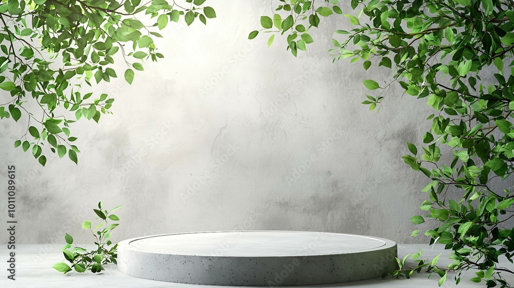 Elegant Botanical Display with Leafy Green Vines on Minimalist Background Elegant Botanical Display with Leafy Green Vines on Minimalist Background