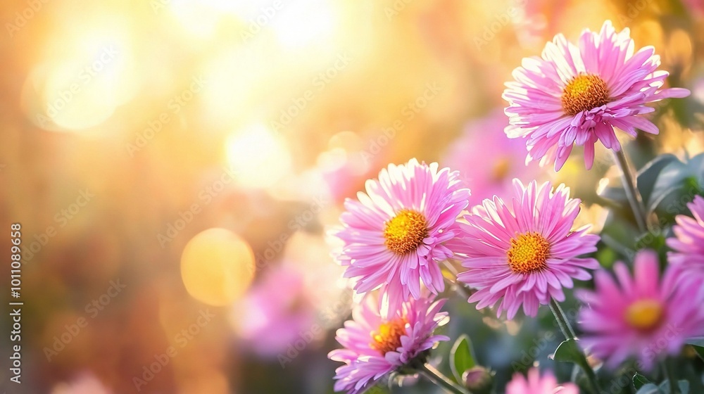 Beautiful Pink Flowers in Soft Golden Light Beautiful Pink Flowers in Soft Golden Light