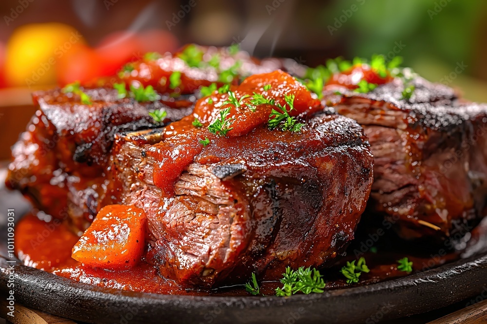 Kansas City style barbecue. Barbecue glazed with sweet tomato-based sauce, smoked meat. Generative Ai Kansas City style barbecue. Barbecue glazed with sweet tomato-based sauce, smoked meat. Generative Ai