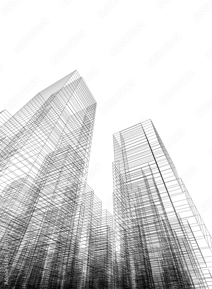Fototapeta premium Abstract city architecture vector 3d illustration