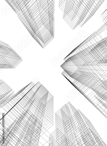 Abstract city architecture vector 3d illustration