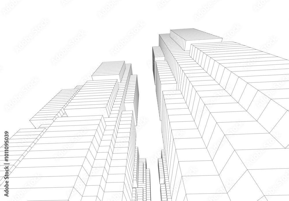 Abstract city architecture vector 3d illustration