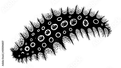 Close-up of sea cucumber skin showing microscopic ossicles, vector illustration art