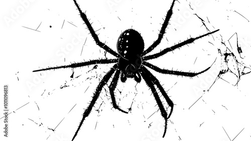 Close-up of spider spinnerets producing silk thread, vector illustration art
