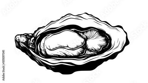 Cross-section of an oyster showing internal anatomy and adductor muscle, vector illustration art