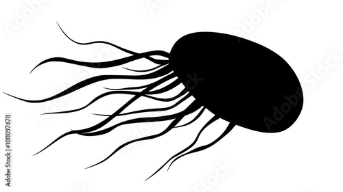 Giardia trophozoite swimming in a watery environment, using its flagella for movement, vector illustration art