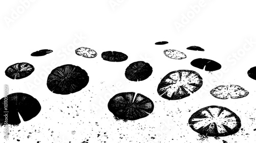 A group of sand dollars lies in a scattered formation on the sandy floor, vector illustration art