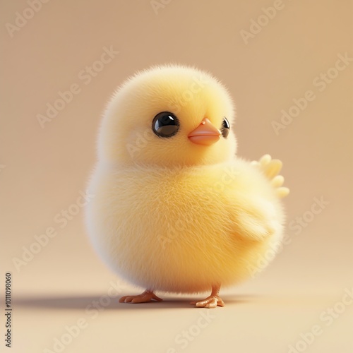 3D Chick Icon: Cute Baby Bird and New Life Illustration Logo