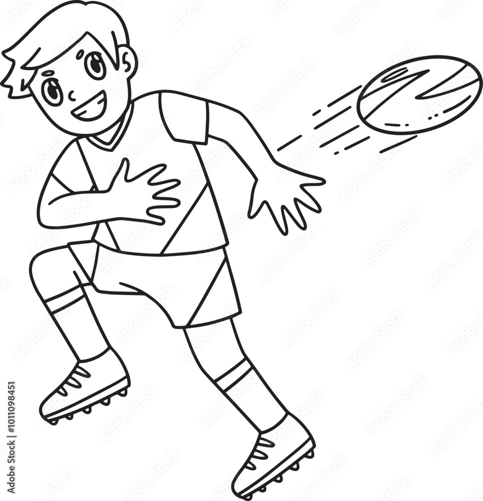 Rugby Player Passing the Ball Backwards Isolated Rugby Player Passing the Ball Backwards Isolated