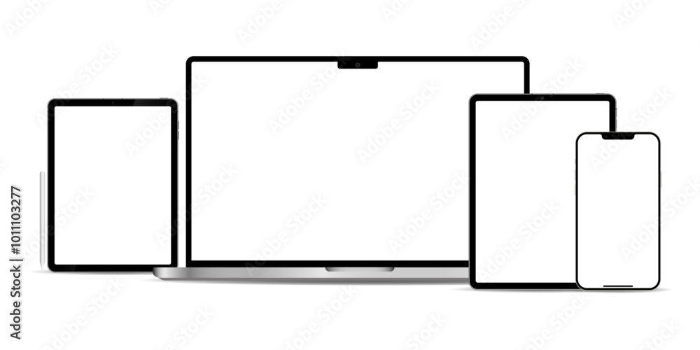 Set of laptop, tablet, phone on transparent background with transparent screen. Set of laptop, tablet, phone on transparent background with transparent screen.