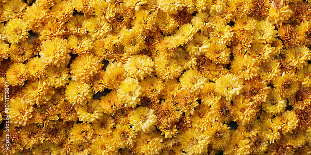 Wall Of Yellow Bright Flowers Wall Of Yellow Bright Flowers
