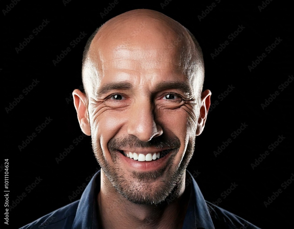 close up of a smiling man , black background close up of a smiling man , black background