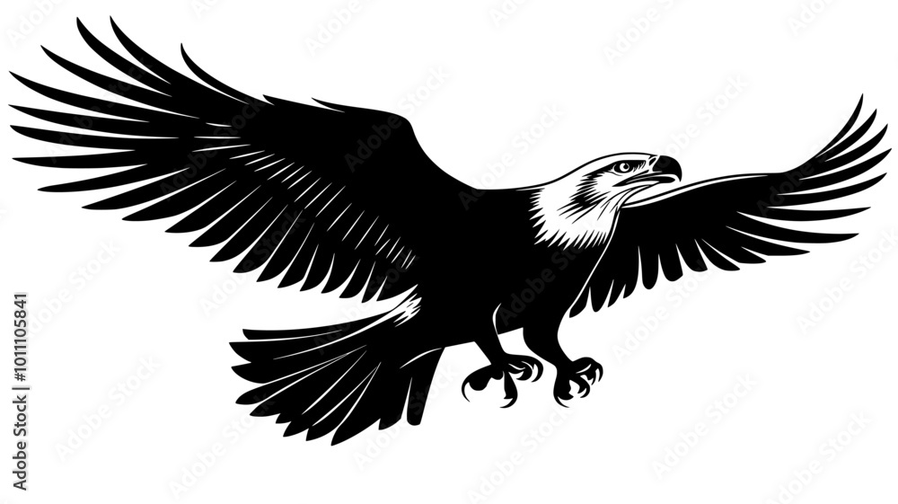 Obraz premium Eagle diving with talons extended, aiming to catch prey, vector illustration art