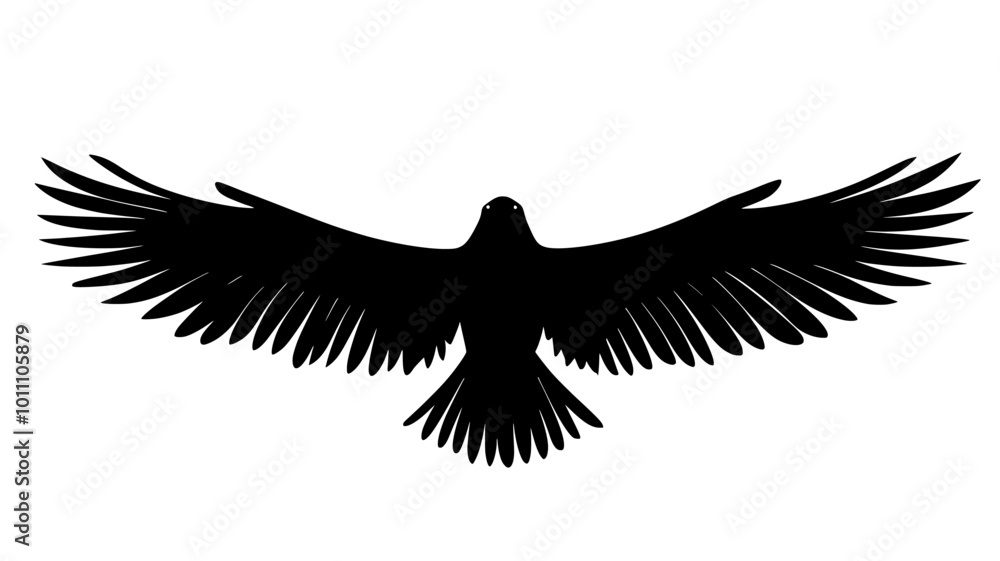 Obraz premium Eagle soaring with wings fully extended against cloudy sky, vector illustration art