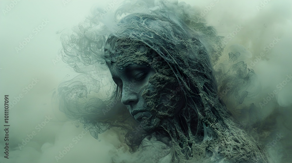 Surreal Abstract Art: Woman Transformed by Fog and Nature Surreal Abstract Art: Woman Transformed by Fog and Nature