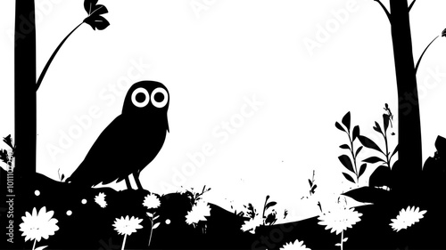 Owl pellets on the forest floor beneath a favored perch, vector illustration art