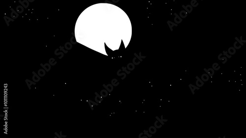 Bat in flight with wings fully extended against a night sky, vector illustration art