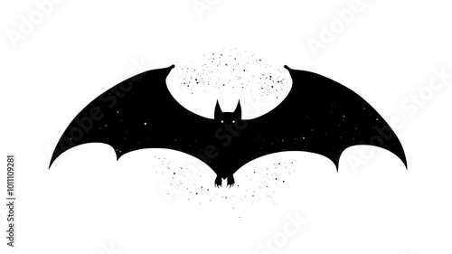 Bat in flight with wings fully extended against a night sky, vector illustration art