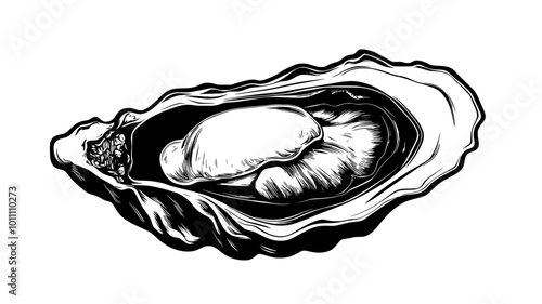 Cross-section of an oyster showing internal anatomy and adductor muscle, vector illustration art