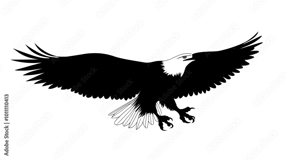Obraz premium Eagle diving with talons extended, aiming to catch prey, vector illustration art