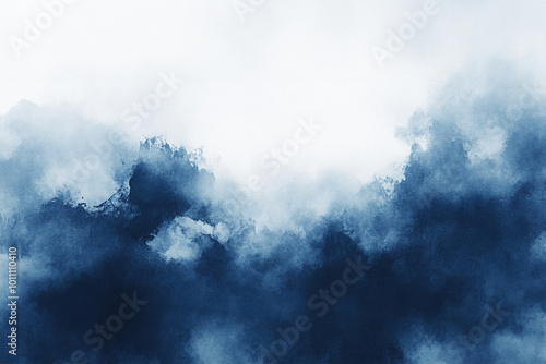 abstract deep blue cloud watercolor background on white background, a large area of dark blue color in the center of the composition, minimalistic design, high resolution,