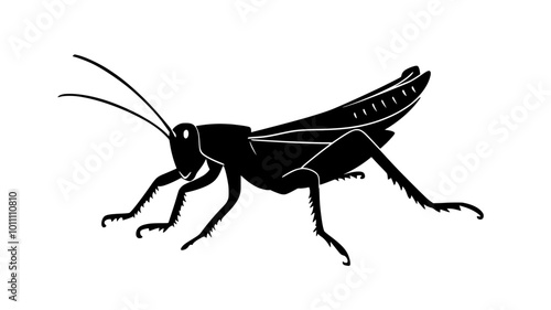 Grasshopper in mid-jump with legs fully extended, vector illustration art