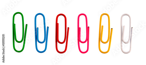 Photos set of colorful paper clips isolated on a transparent background