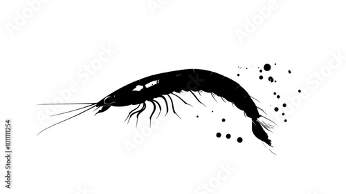 Krill in shallow water, moving quickly through a plankton-rich zone, vector illustration art