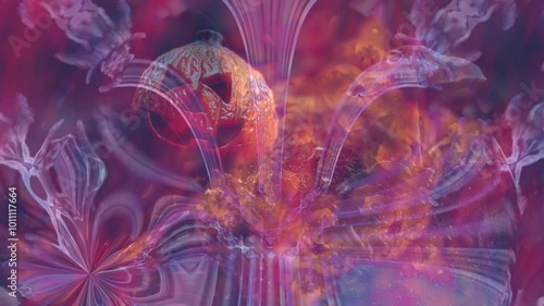 halloween time with pumpkin in the fog - abstract background