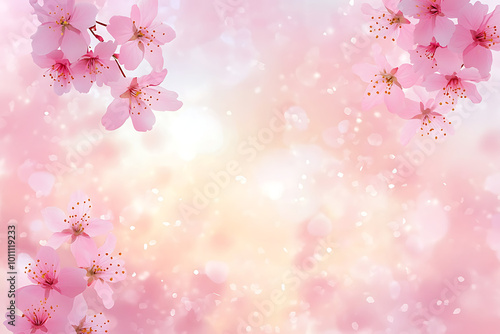 Fantastic and beautiful spring pink cherry blossom background