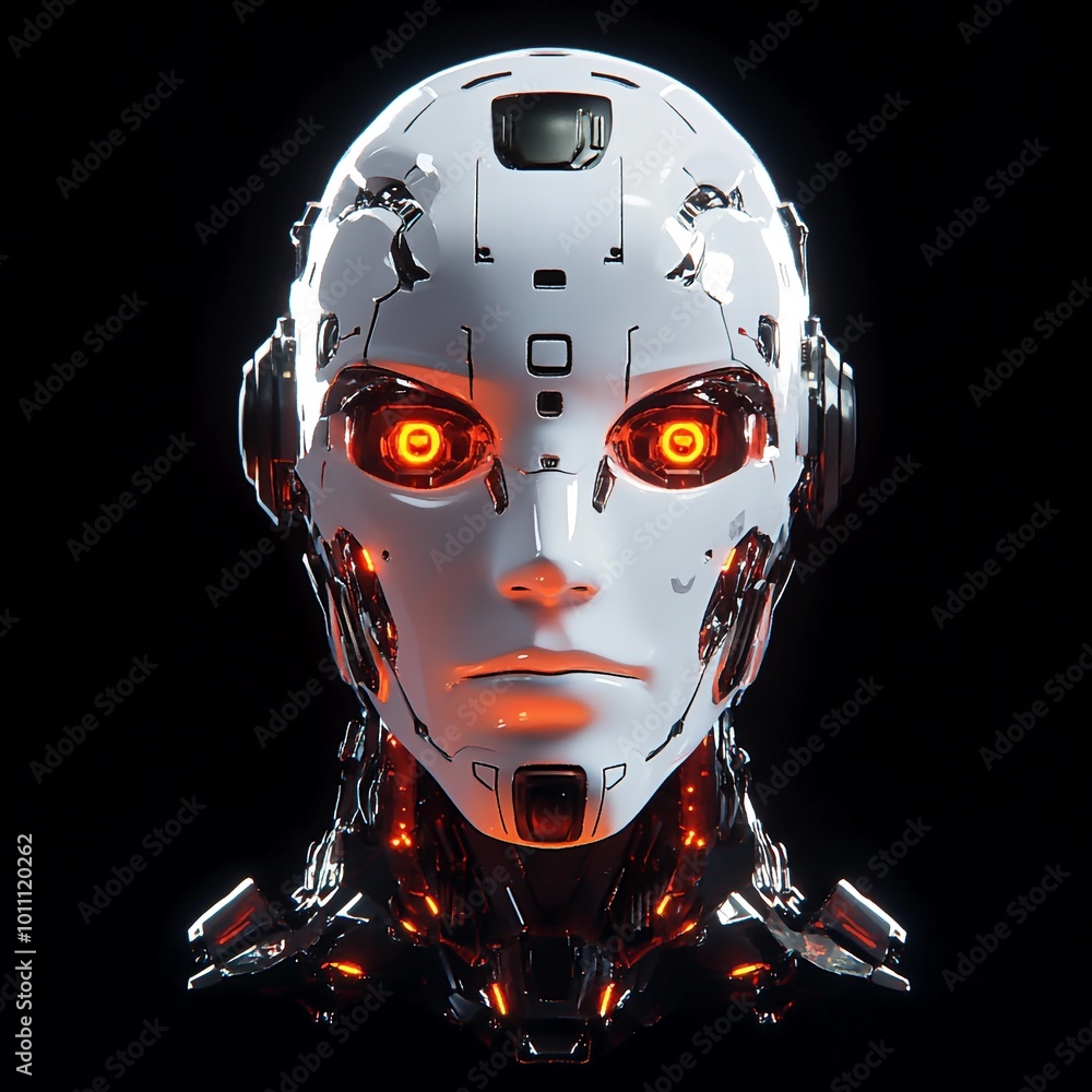 3D Robot Face Icon: AI and Human Like Technology Illustration Logo 3D Robot Face Icon: AI and Human Like Technology Illustration Logo
