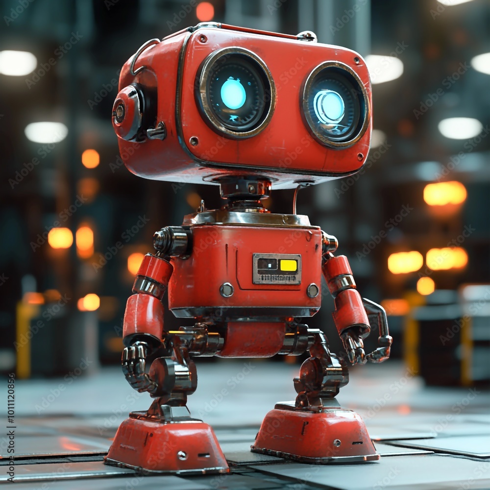 Fototapeta premium 3D Automation Robot Icon: Manufacturing and Industrial Technolog Illustration Logo