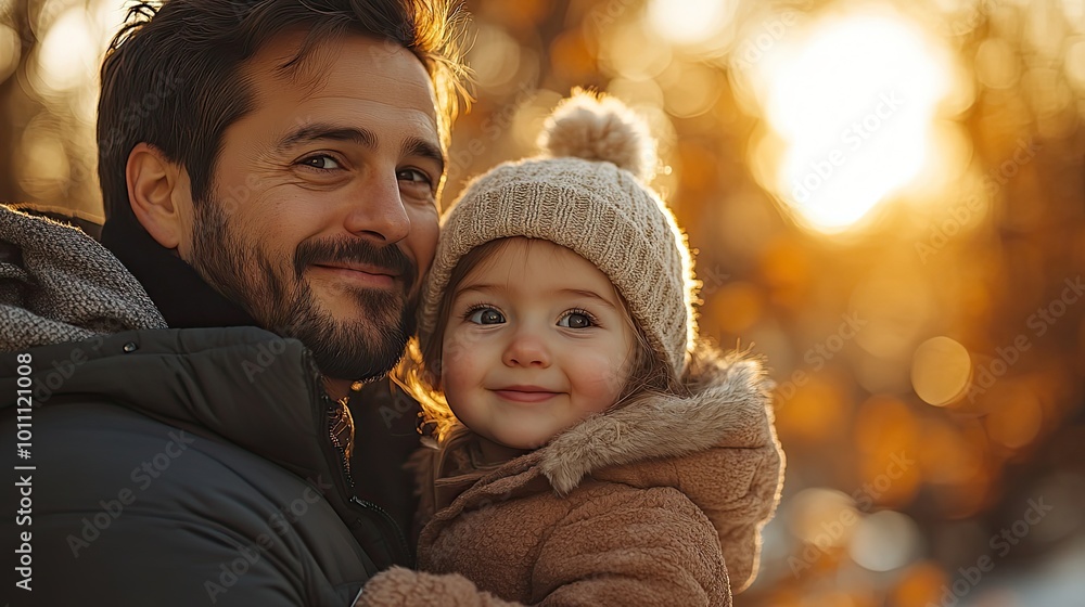 Obraz premium a small toddler girl with father on swing on playground