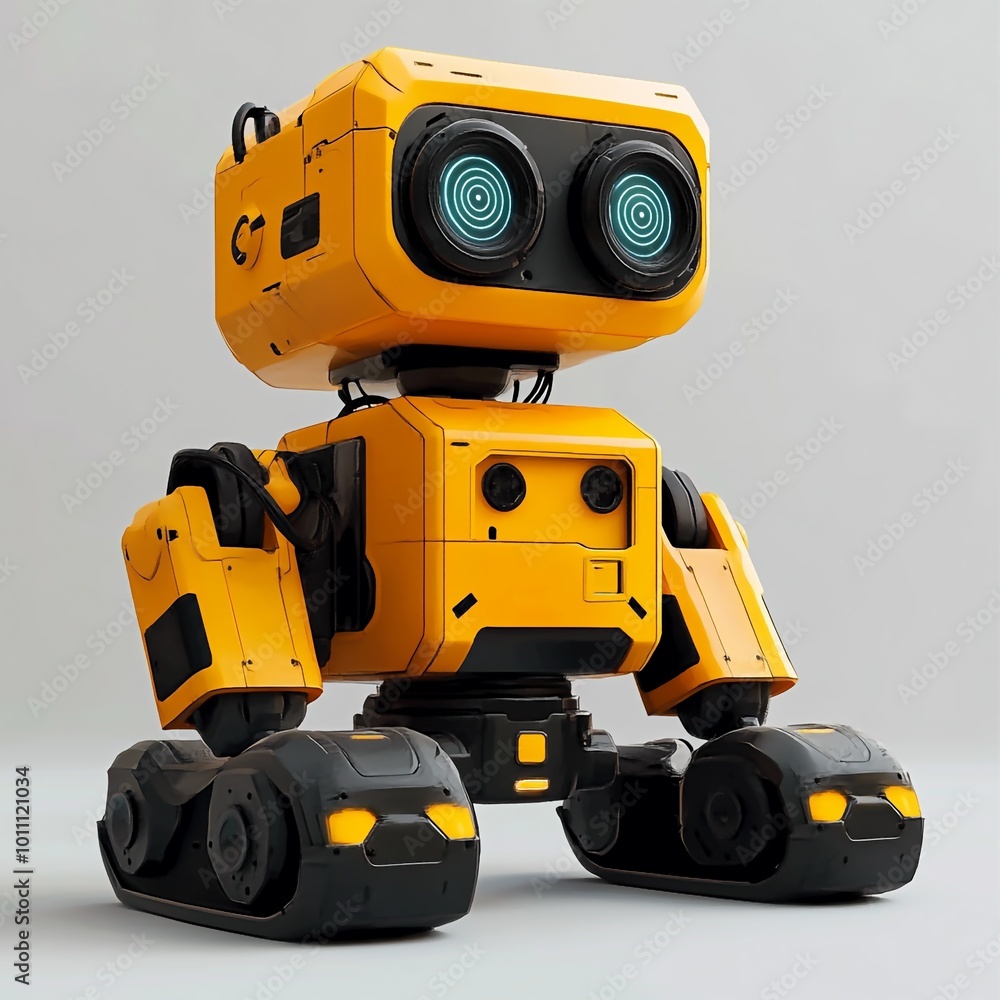 Fototapeta premium 3D Robot Icon: Industrial Automation and Manufacturing Illustration Logo