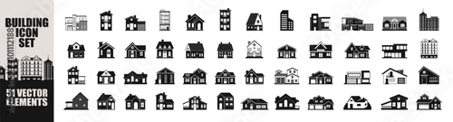 Home icon vector symbol estate house building apartment roof set chimney residential