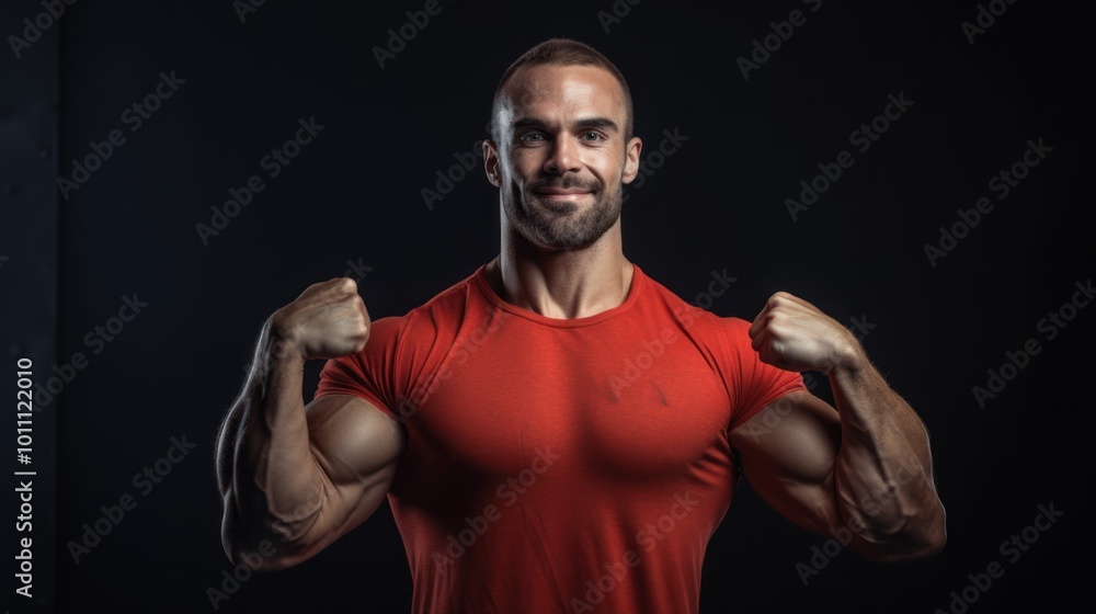 Muscular Man Posing with Confidence Muscular Man Posing with Confidence