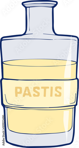a glass bottle with pastis - a traditional French drink