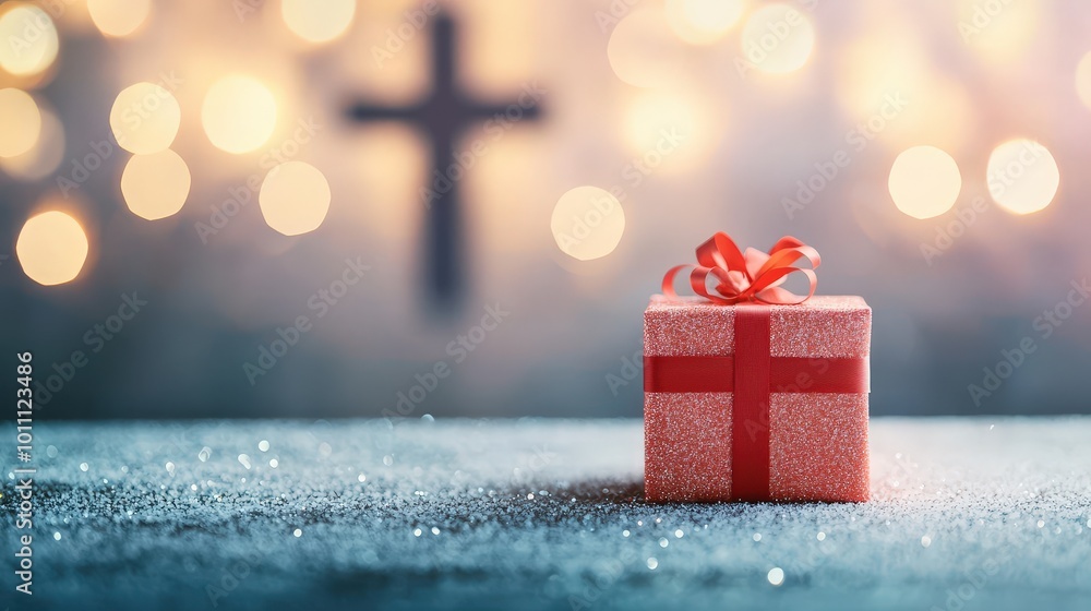 custom made wallpaper toronto digitalA workplace holiday gift exchange with a prominent Christmas cross in the background.